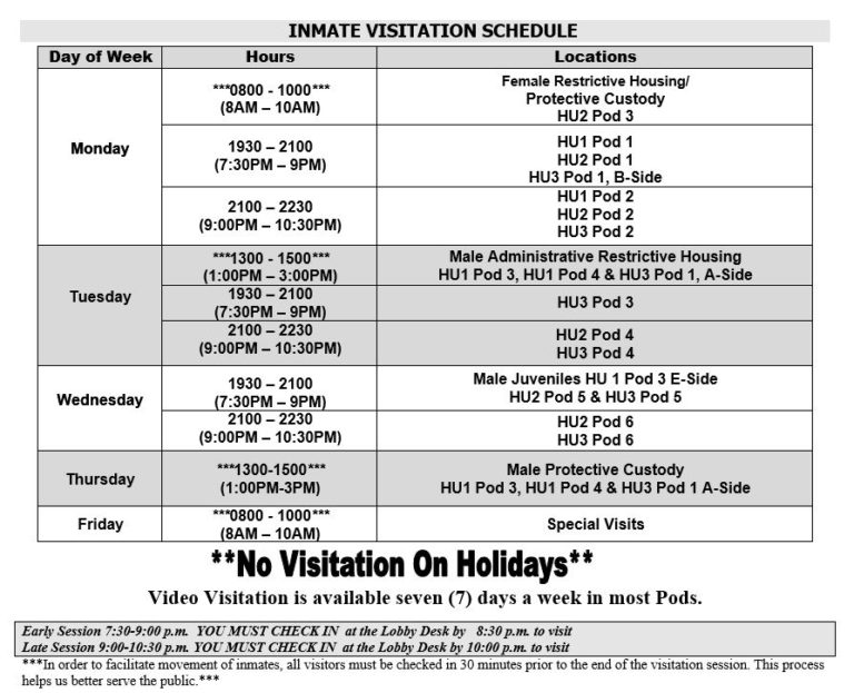 schedule a jail visit